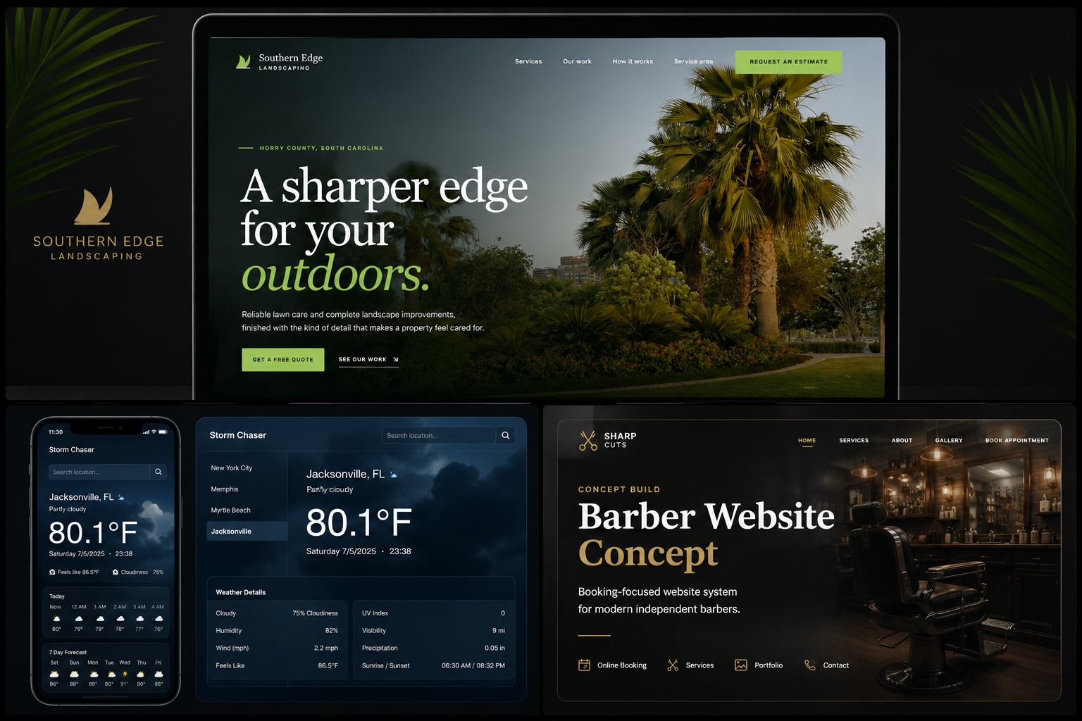 Composite showcase of ACC Solutions website and application work